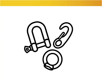 Accessoires de suspension et de fixation pour filets de sport, filets d'arrêt et filets de protection