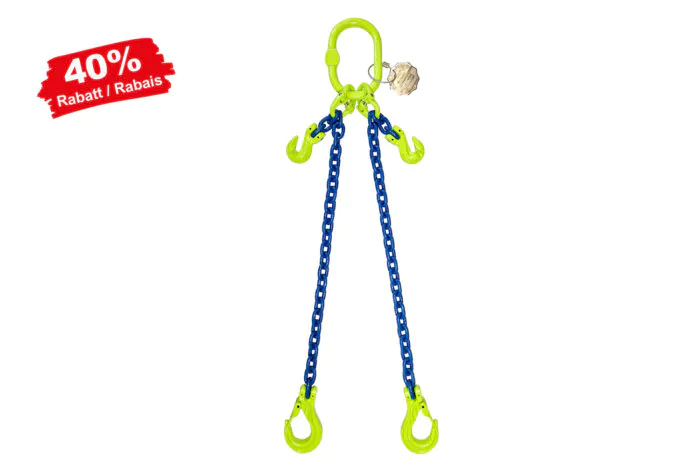 Élingue en chaîne à 2 brins avec crochet porte-charge et raccourcisseur