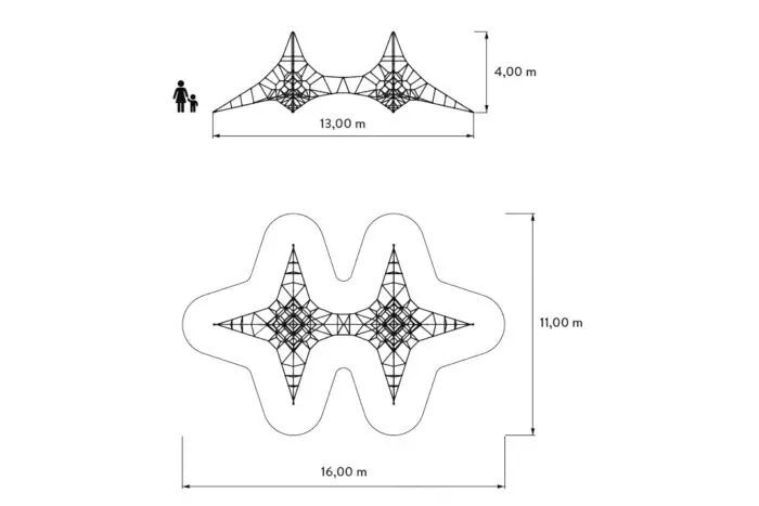 Raumnetzpyramide Typ 400-3D DUO