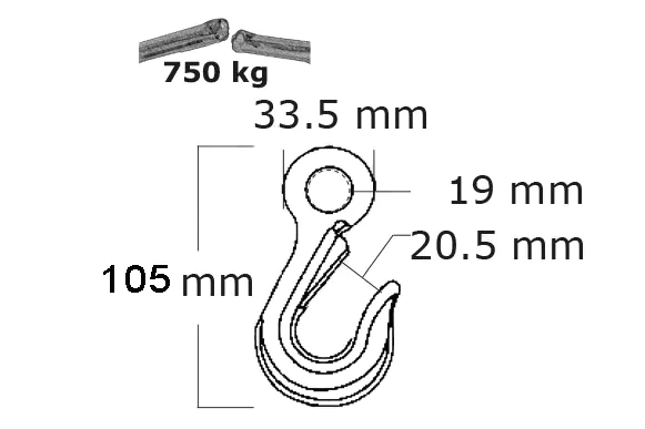Crochet de sareté INOX avec lingnet
