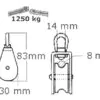Poulie simple INOX dériveur réa avec emérillon
