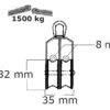 Poulie double INOX dériveur réa avec emérillon