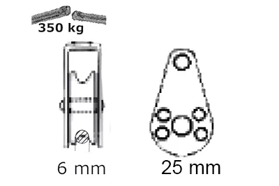 Poulie INOX simple, rouleau en nylon