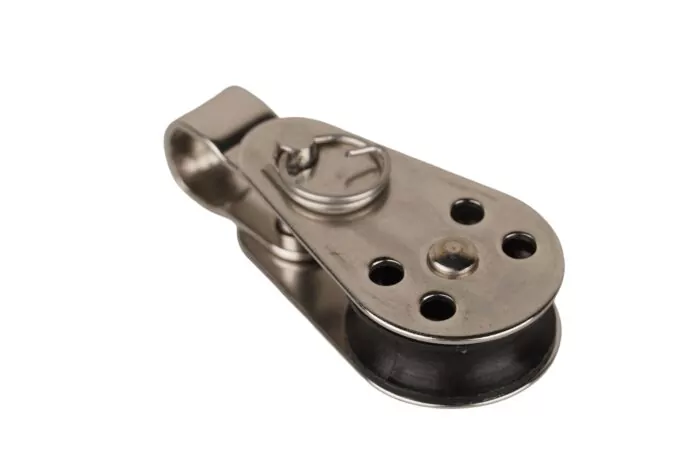 Poulie simple INOX avec galet en nylon et étrier