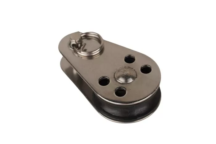 Blockseilrolle einfach INOX mit Nylon-Rolle und Bolzen
