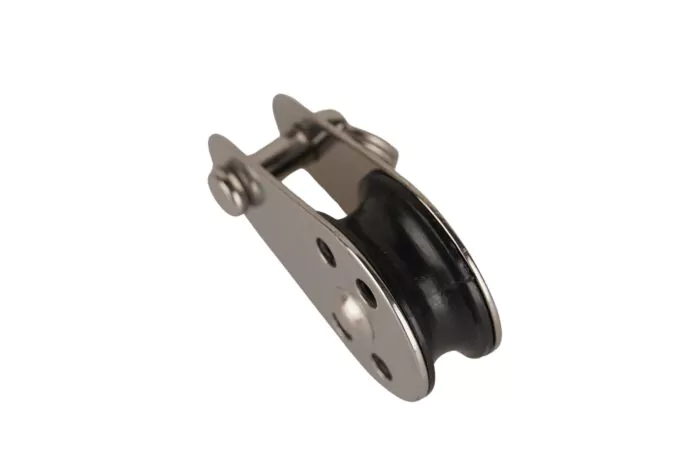 Blockseilrolle einfach INOX mit Nylon-Rolle und Bolzen