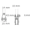 Blockseilrolle einfach INOX mit Nylon-Rolle und Bolzen