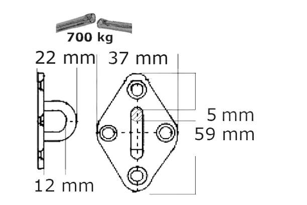 Augplatte Diamantform mit Bügel INOX