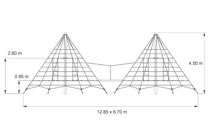 Kletterpyramide Typ 450-95 DUO mit Netzboden