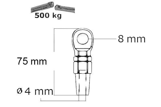 Endstück INOX mit Auge zum Schrauben