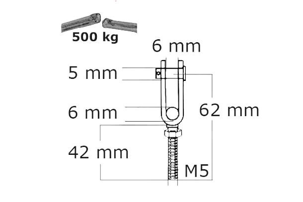 Fourche avec filetage extérieur
