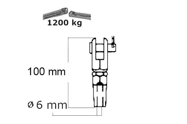 Endstück INOX mit Gabel zum Schrauben